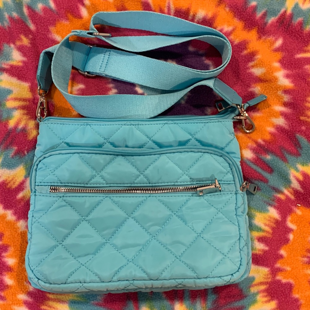 Crossbody bag lightweight microfiber lots of pockets adjustable strap new